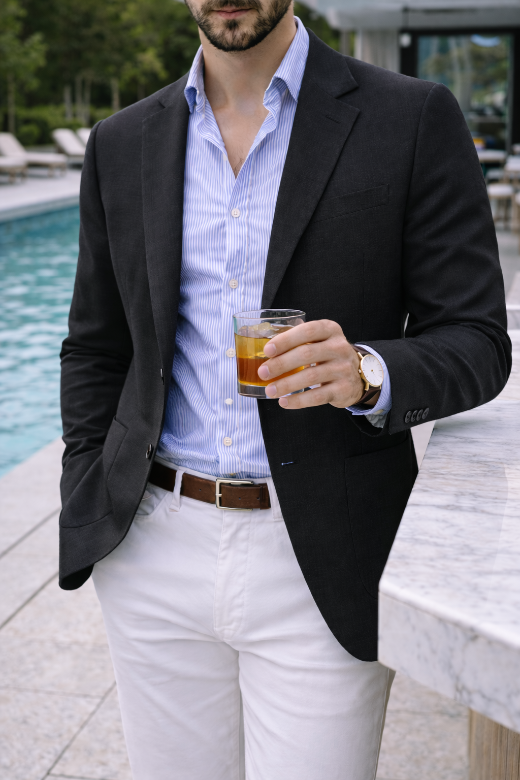 Men's Smart Casual Knit Blazer - Black