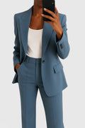 Women’s Elegant Two-Piece Suit Set - Blue