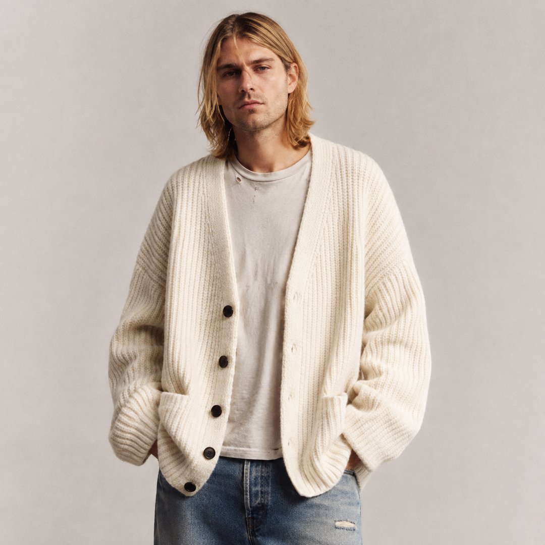 Women's Relaxed V-Neck Button Cardigan with Front Pockets
