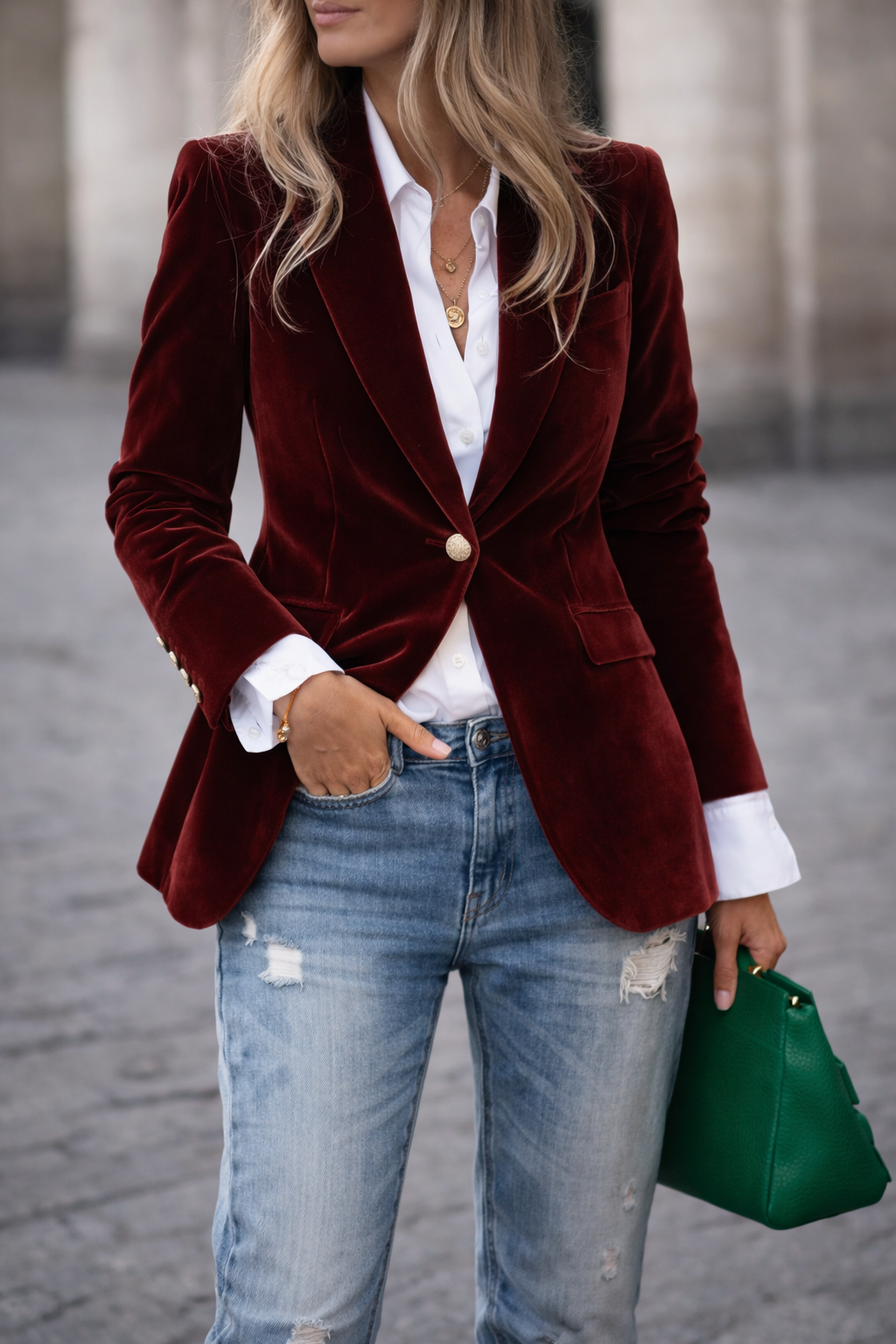 Women's Soft Velvet Blazer with Smooth Drape