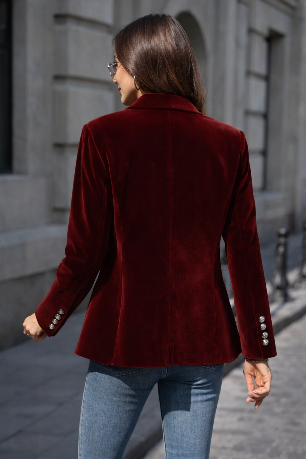 Women's Soft Velvet Blazer with Smooth Drape