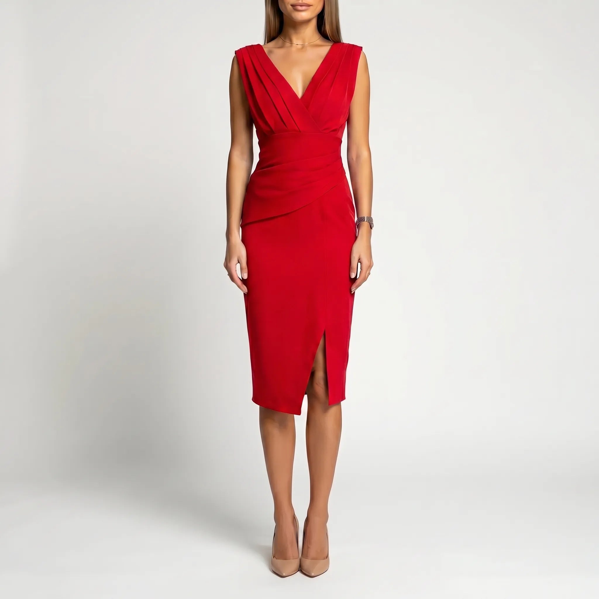 Women’s V-Neck Cocktail Midi Dress