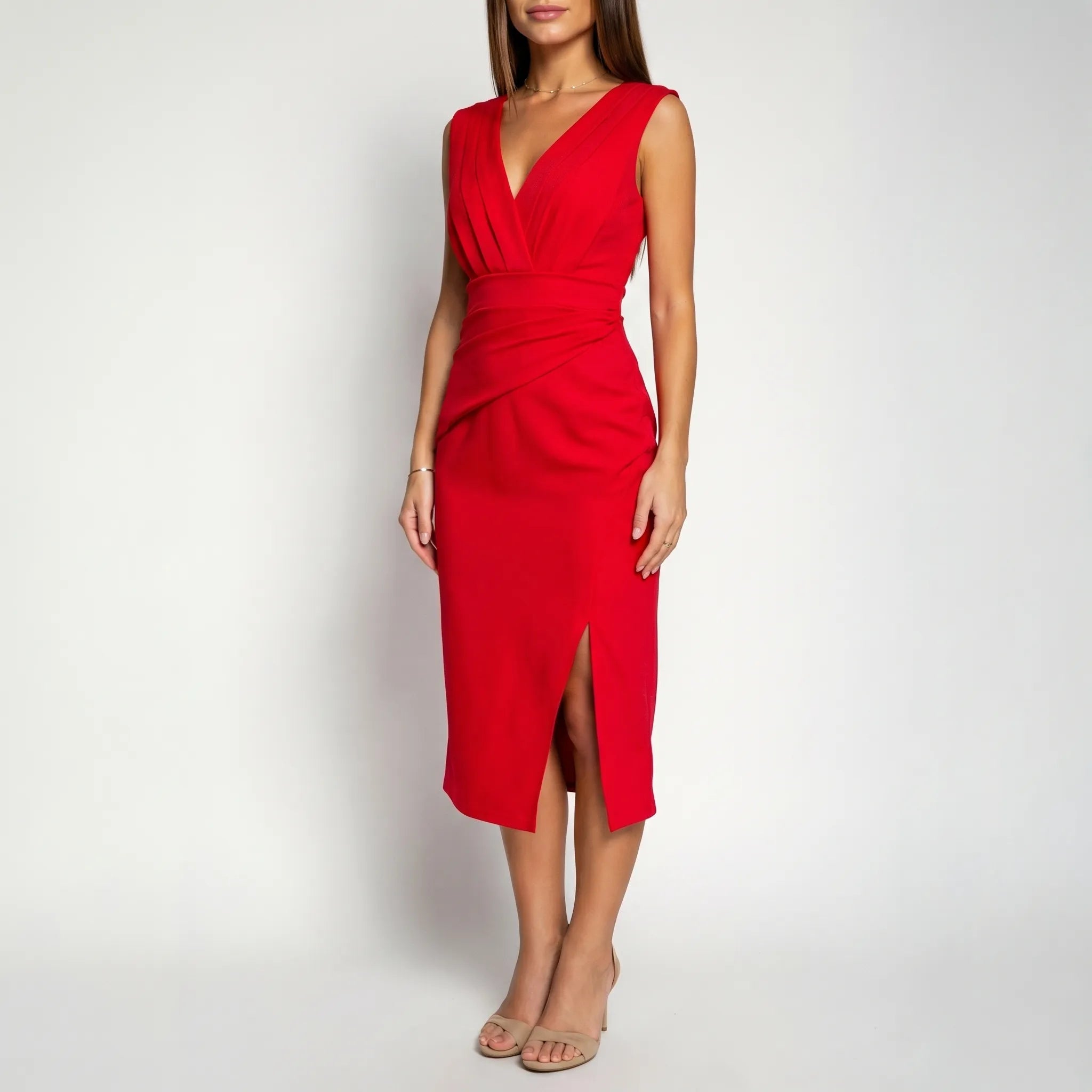Women’s V-Neck Cocktail Midi Dress