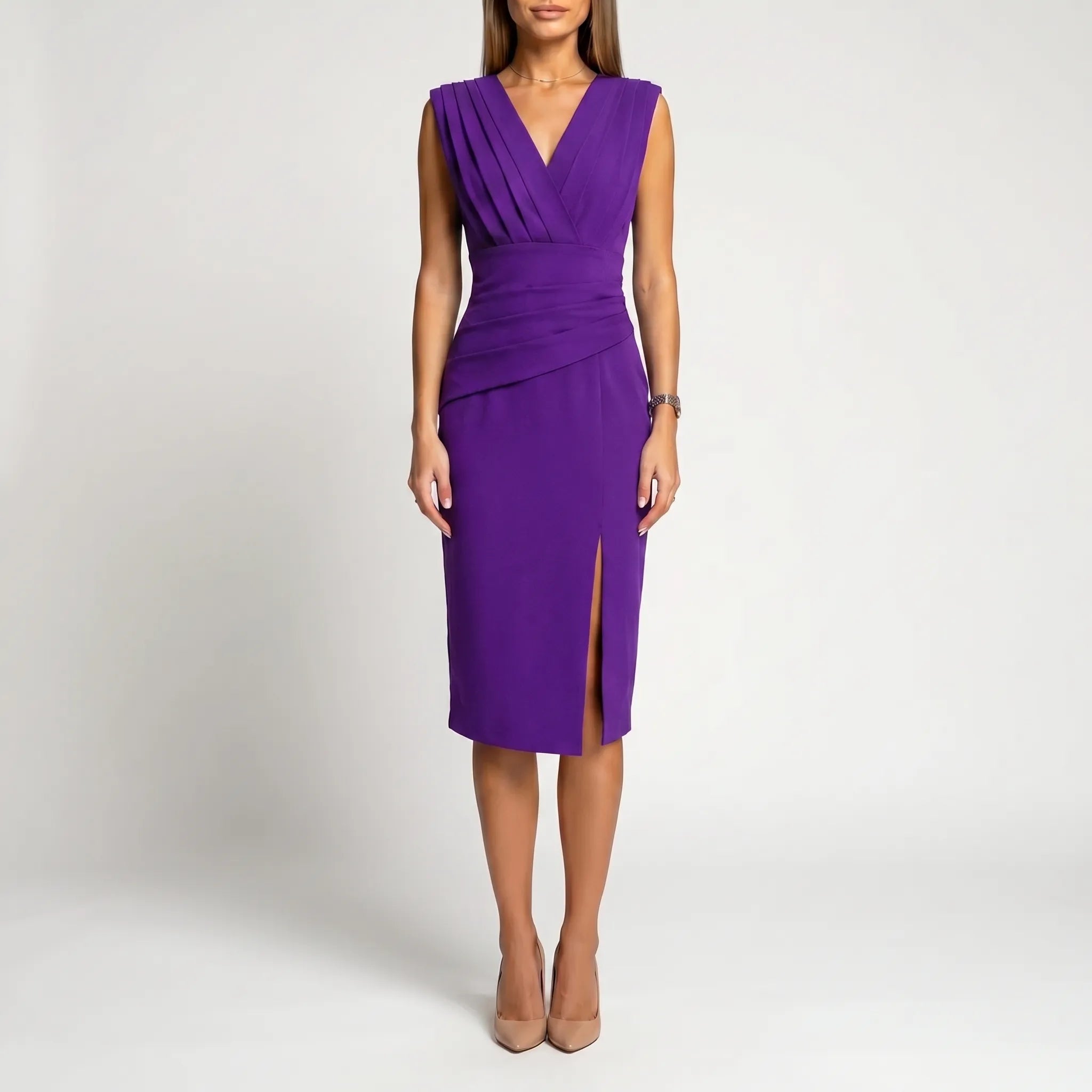 Women’s V-Neck Cocktail Midi Dress