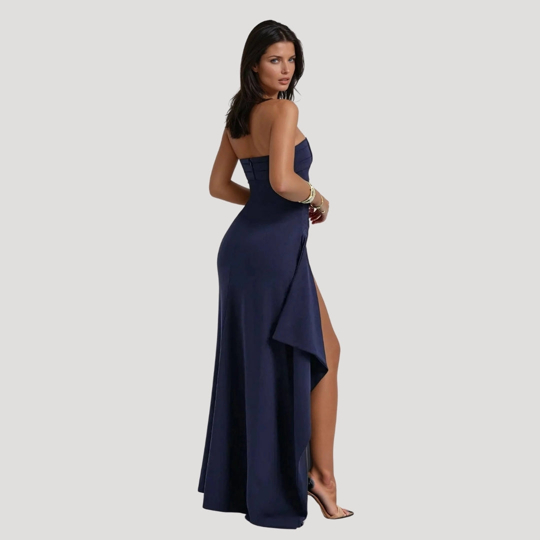Women's Strapless Ruched Maxi Dress