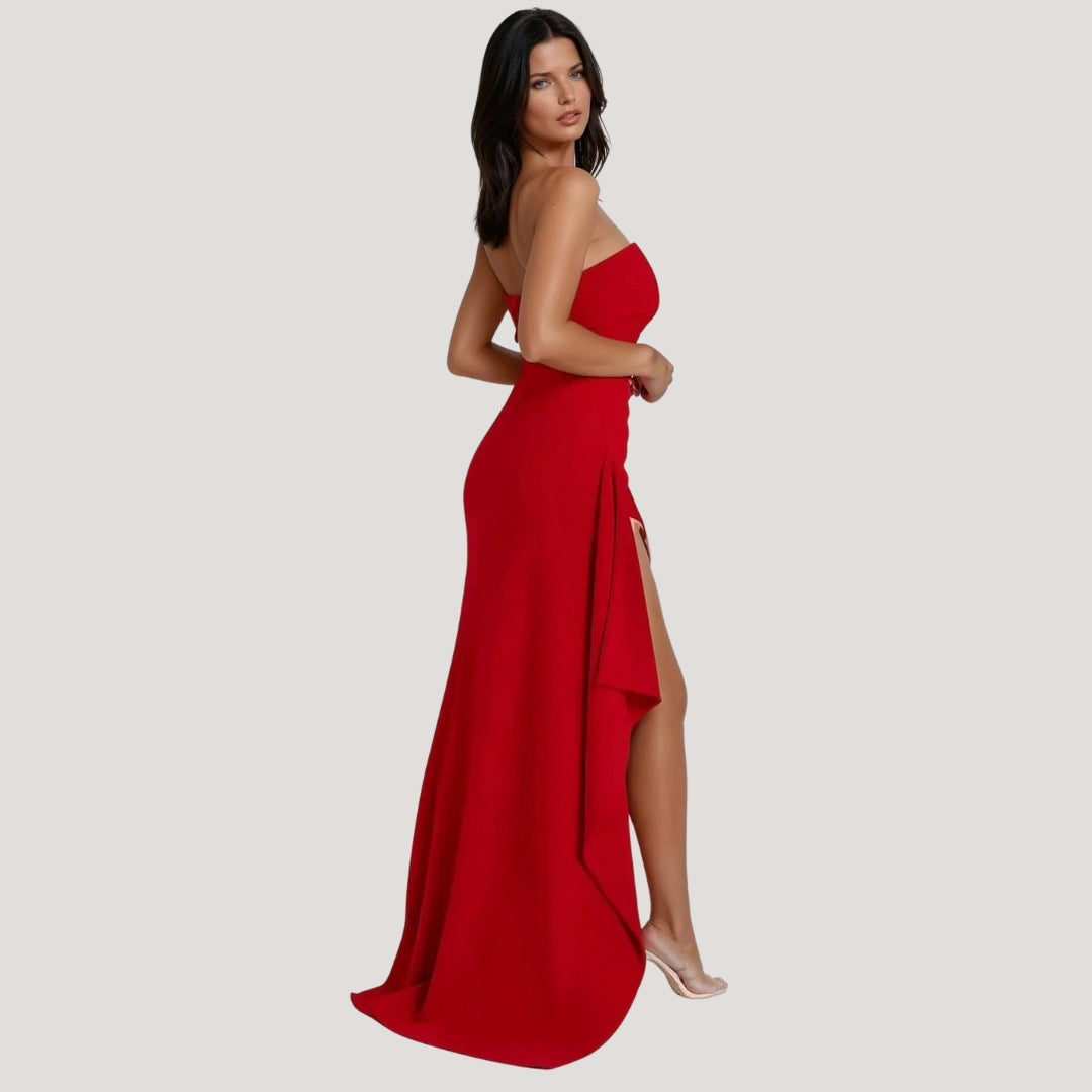 Women's Strapless Ruched Maxi Dress