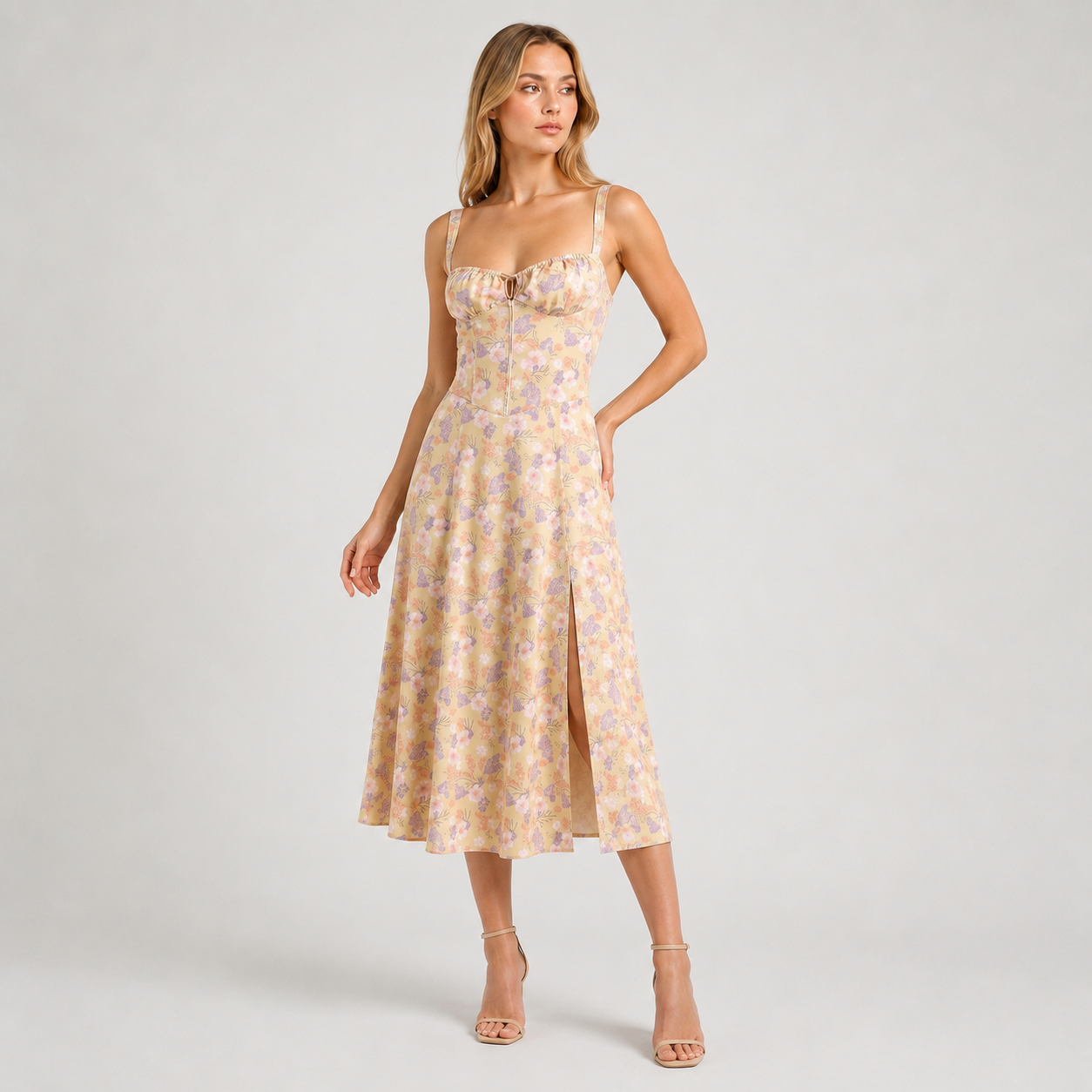 Women’s Floral Corset Midi Dress
