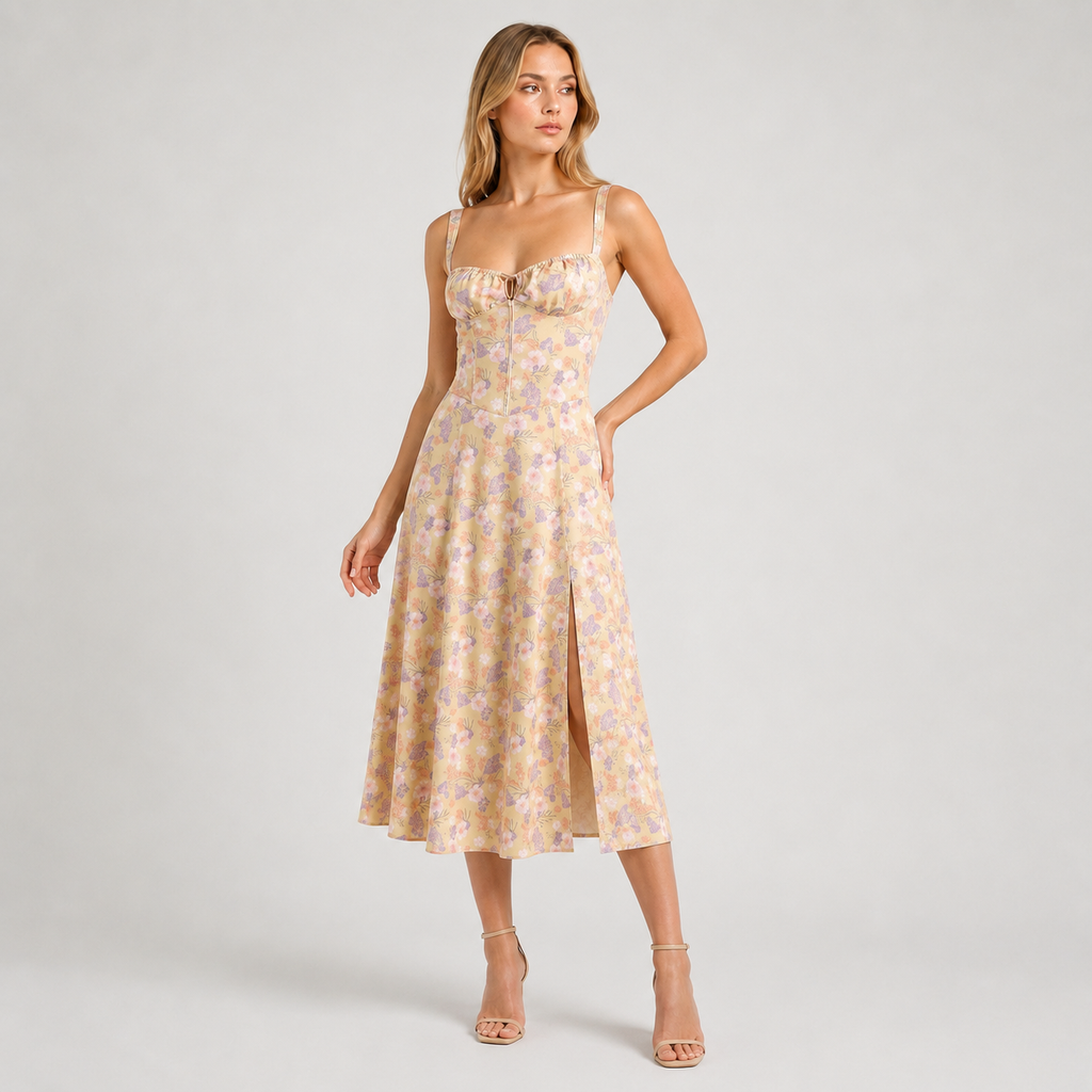 Women’s Floral Corset Midi Dress