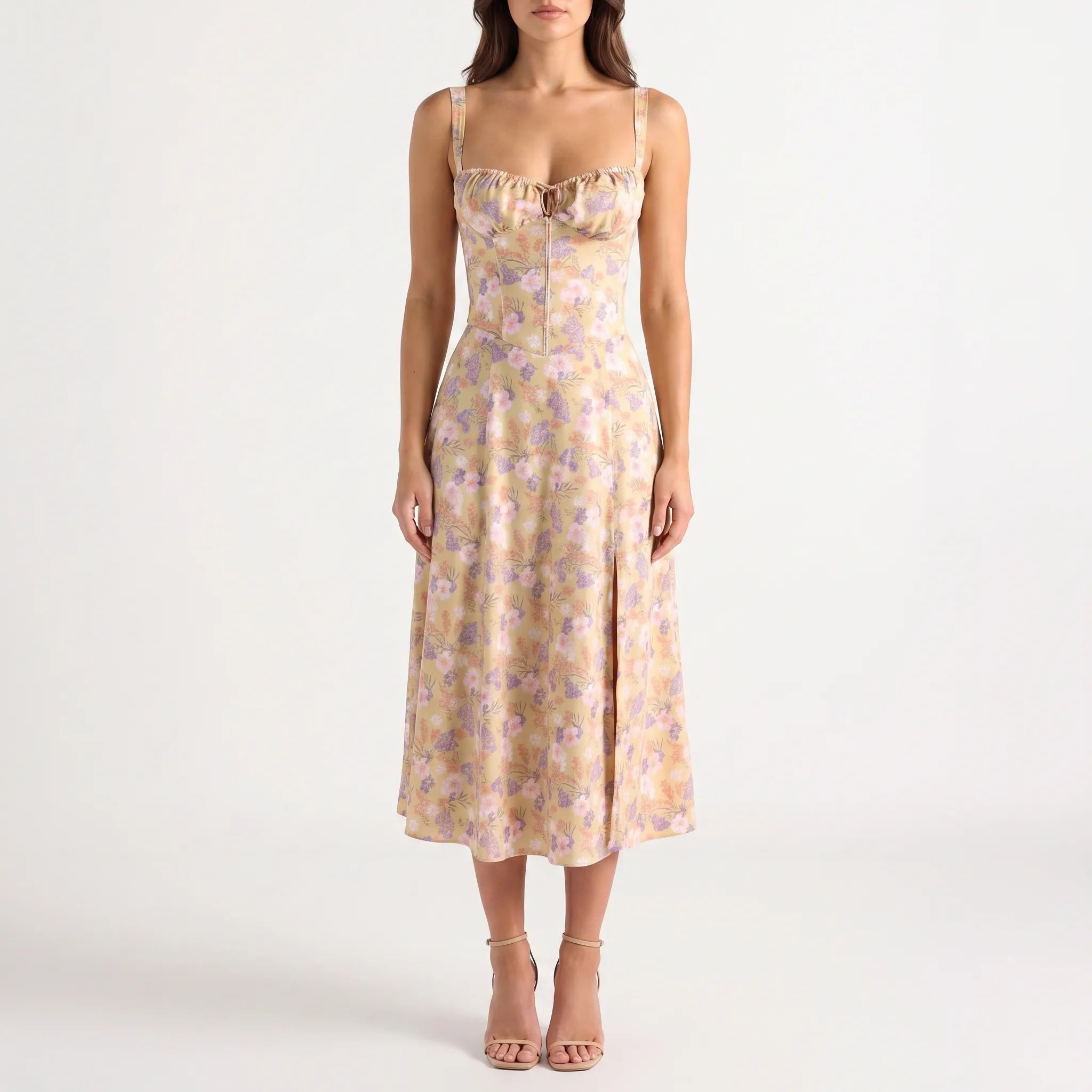 Women’s Floral Corset Midi Dress