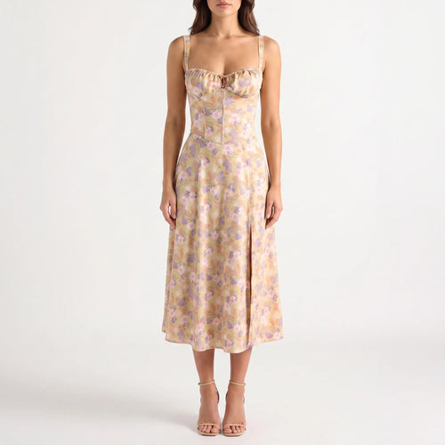 Women’s Floral Corset Midi Dress