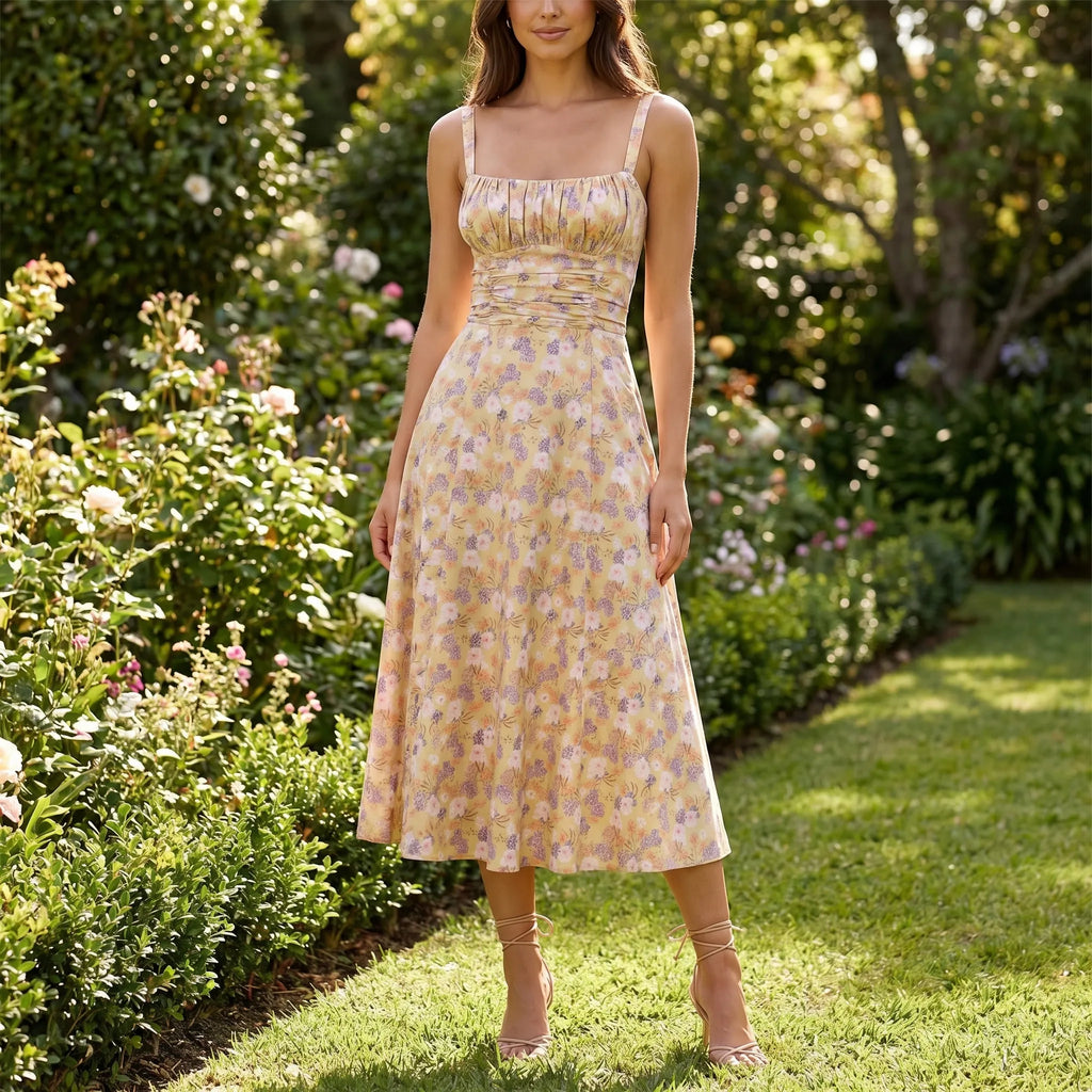 Women’s Floral Corset Midi Dress