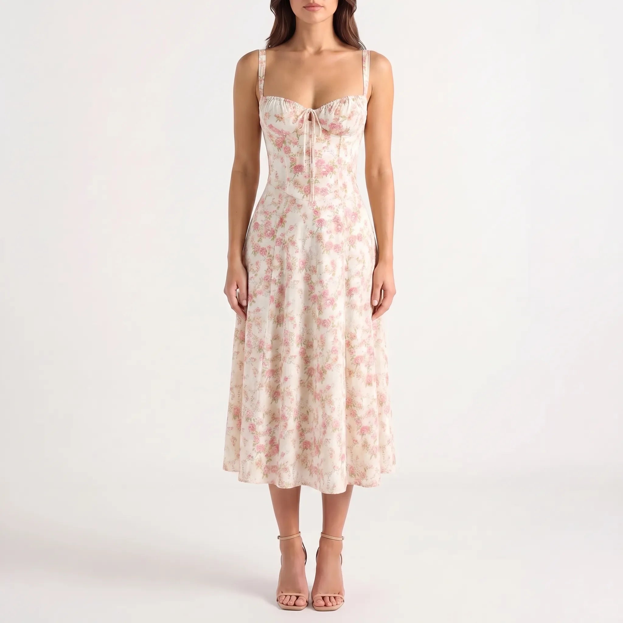 Women’s Floral Corset Midi Dress