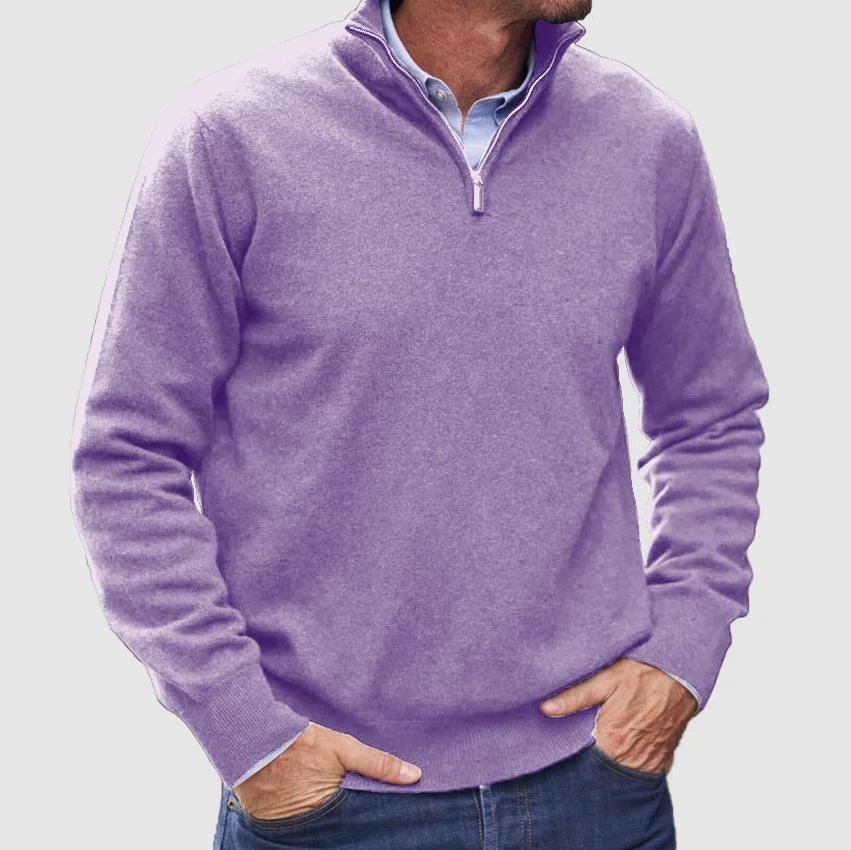 Men's Quarter-Zip Sweater - Light Purple