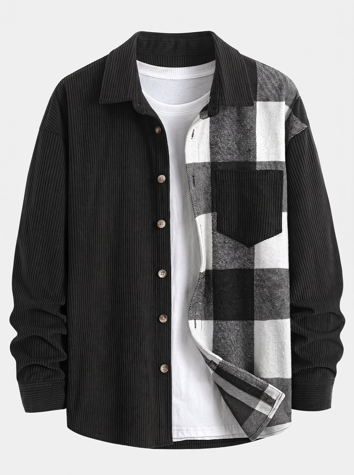 Men's Corduroy Shirt and Cargo Jogger Two-Piece Set