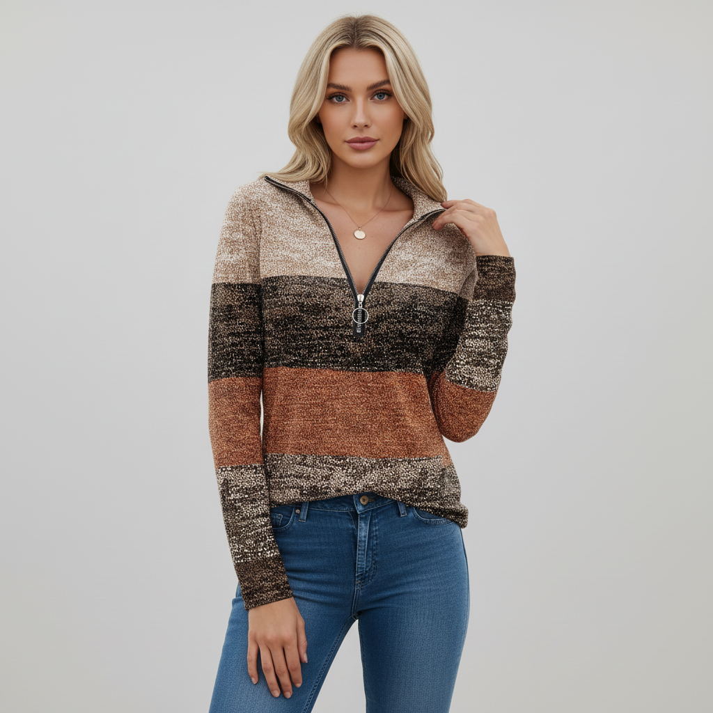 Women's Printed Quarter Zip Sweater