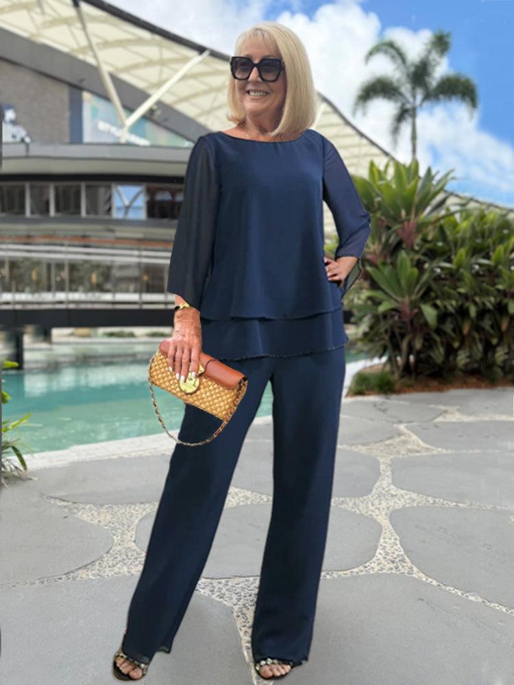 Women's 2 Piece Wide Leg Pants Set