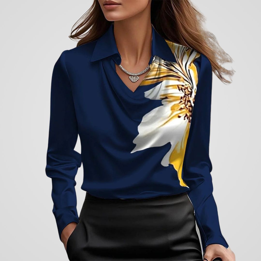 Arlina | Women's Satin Drape Neck Blouse