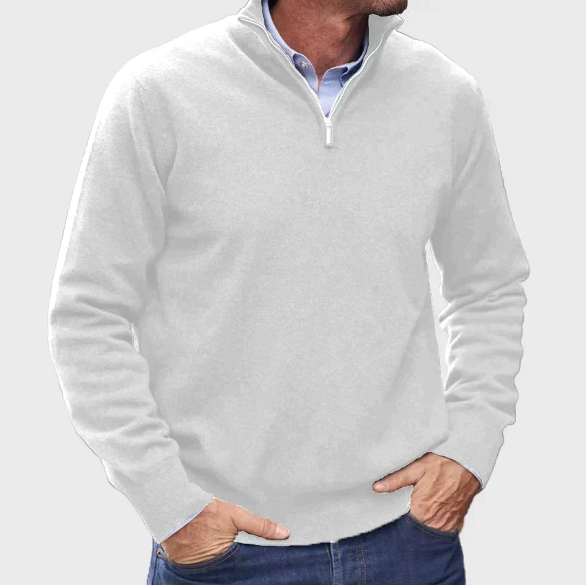 Men's Quarter-Zip Sweater - White