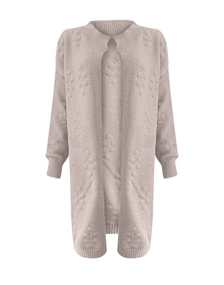 Women's Longline Cotton-Blend Open-Front Textured Cardigan