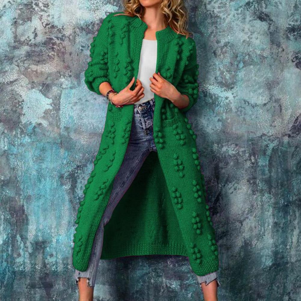 Women's Longline Cotton-Blend Open-Front Textured Cardigan - Green