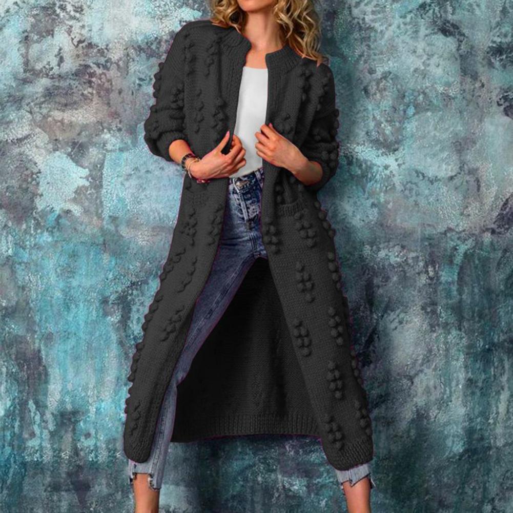 Women's Longline Cotton-Blend Open-Front Textured Cardigan - Black