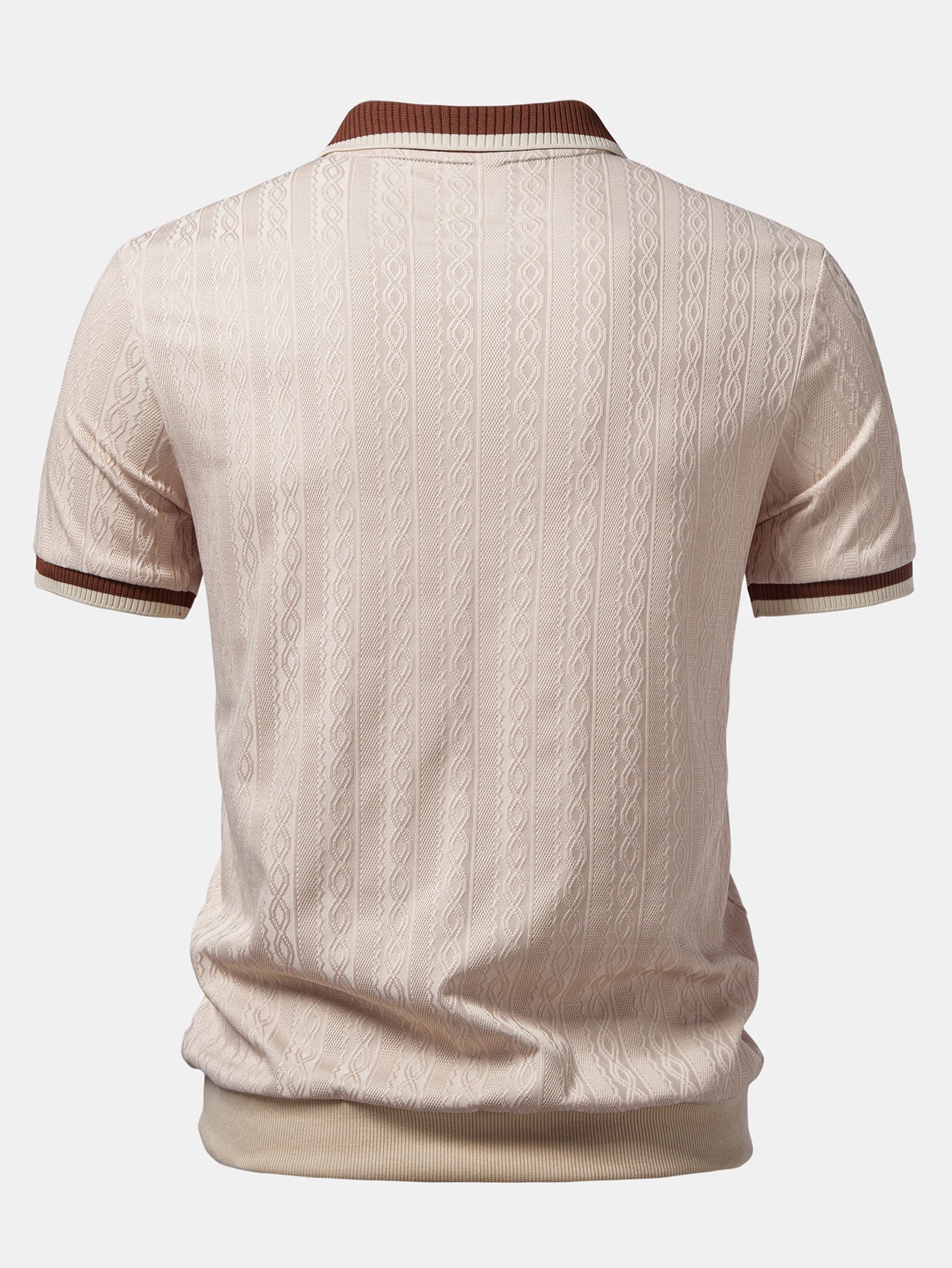 Men's Textured Knit Quarter Zip Polo