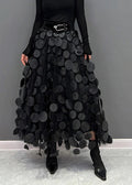 Women's Printed Maxi Skirt - Black