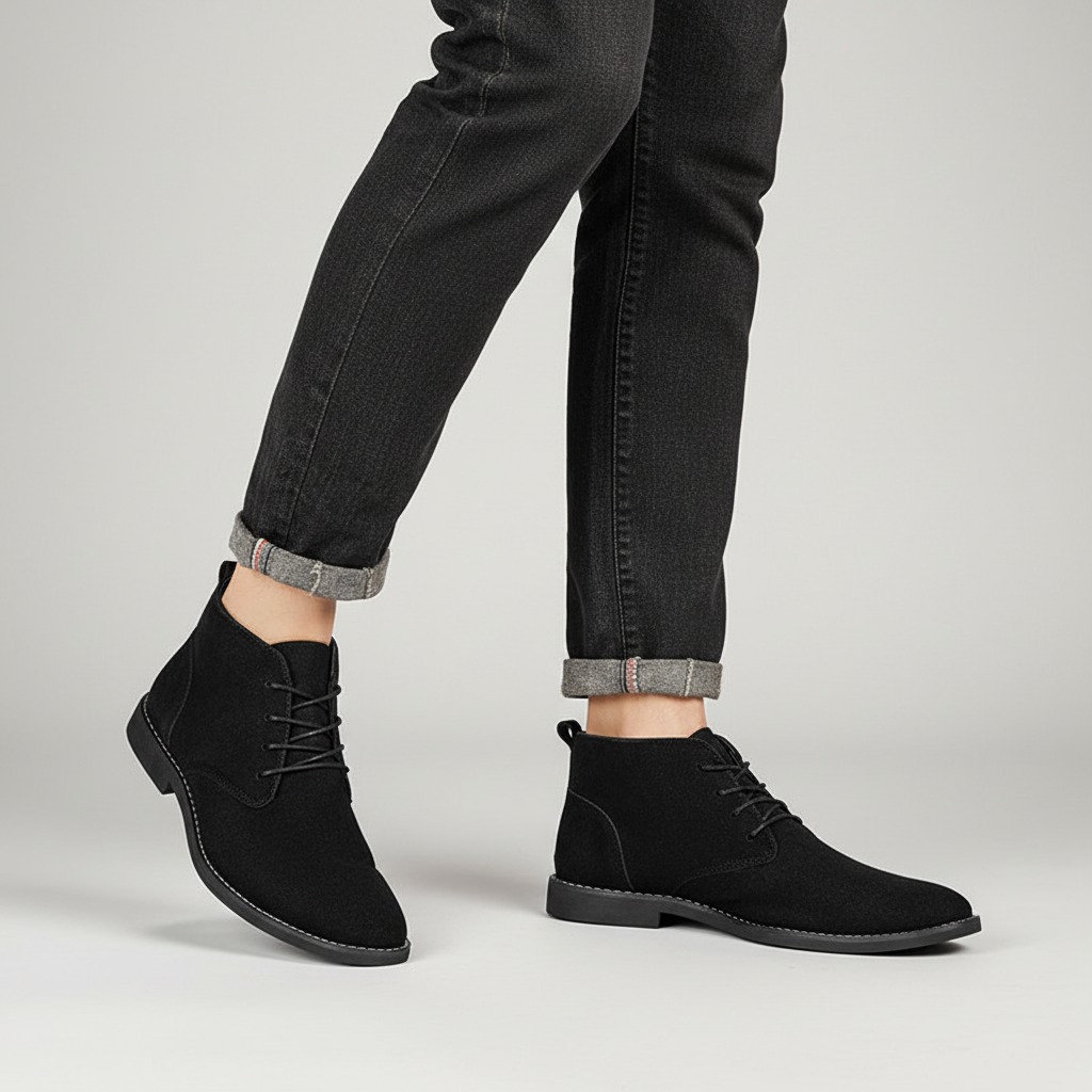 Men's PU Nubuck Chukka Boots - Black
