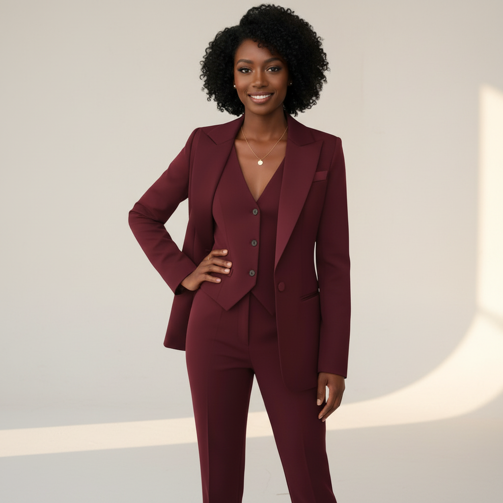 Women’s Three-Piece Blazer Waistcoat Trouser Set