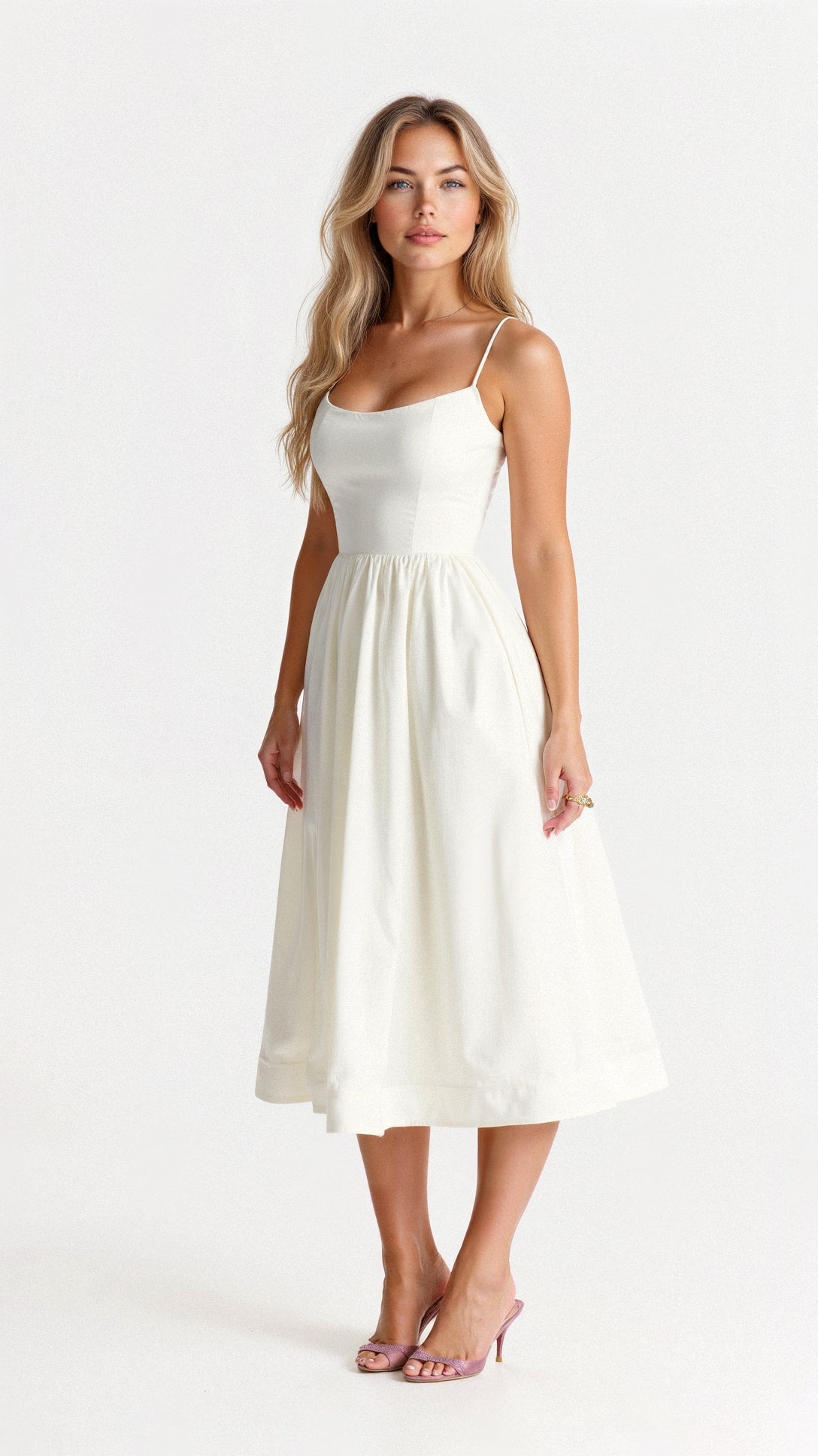 Women's A-Line Pocketed Midi Dress