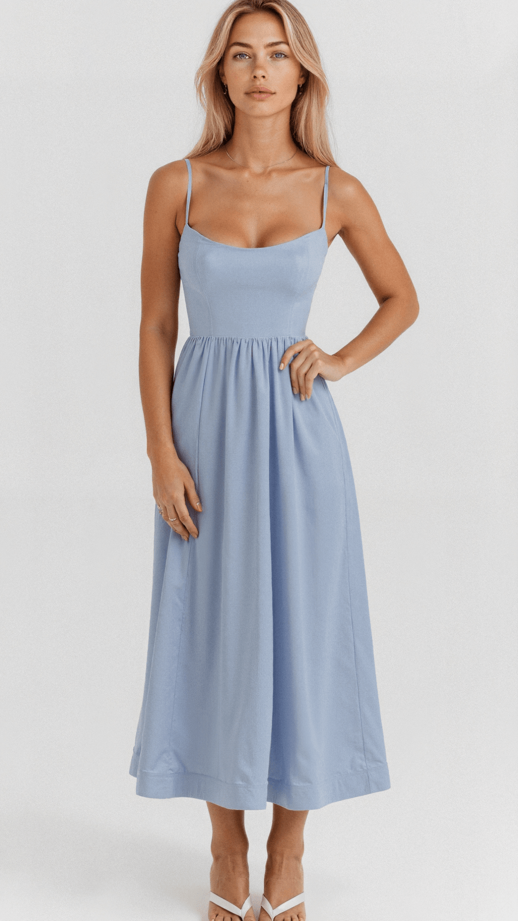 Women's A-Line Pocketed Midi Dress