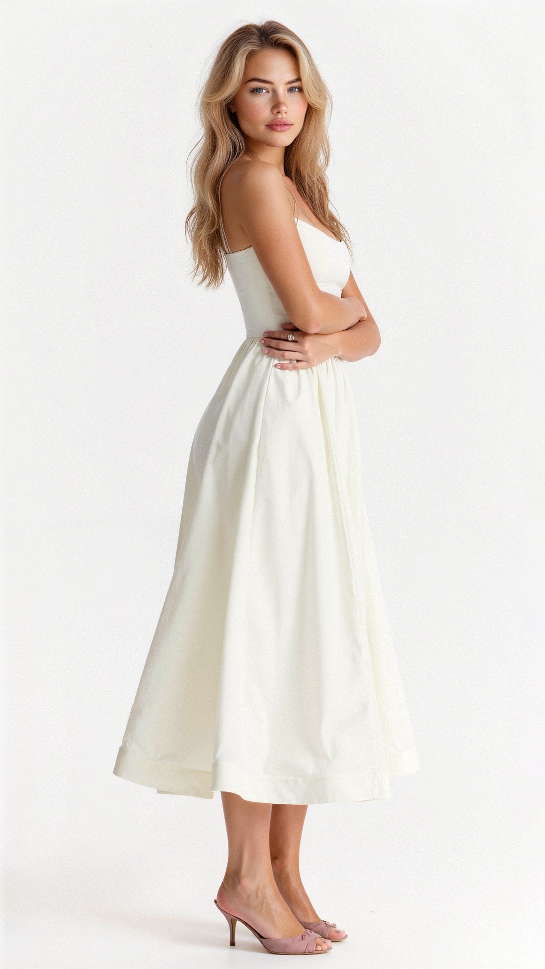 Women's A-Line Pocketed Midi Dress