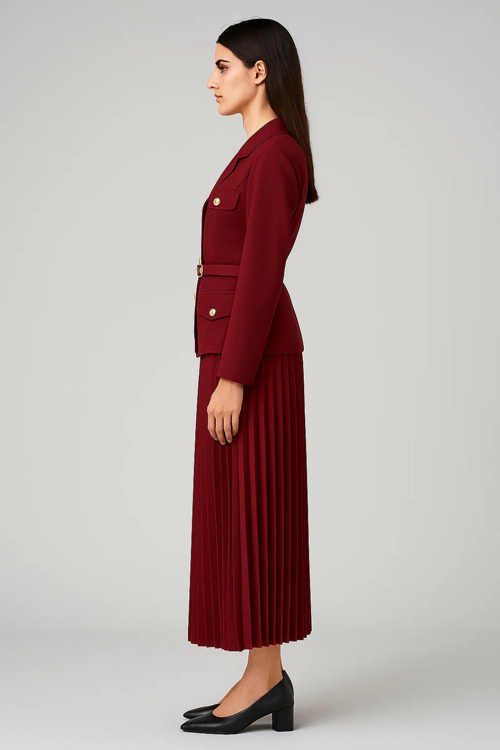 Women's Blazer and Pleated Skirt Set