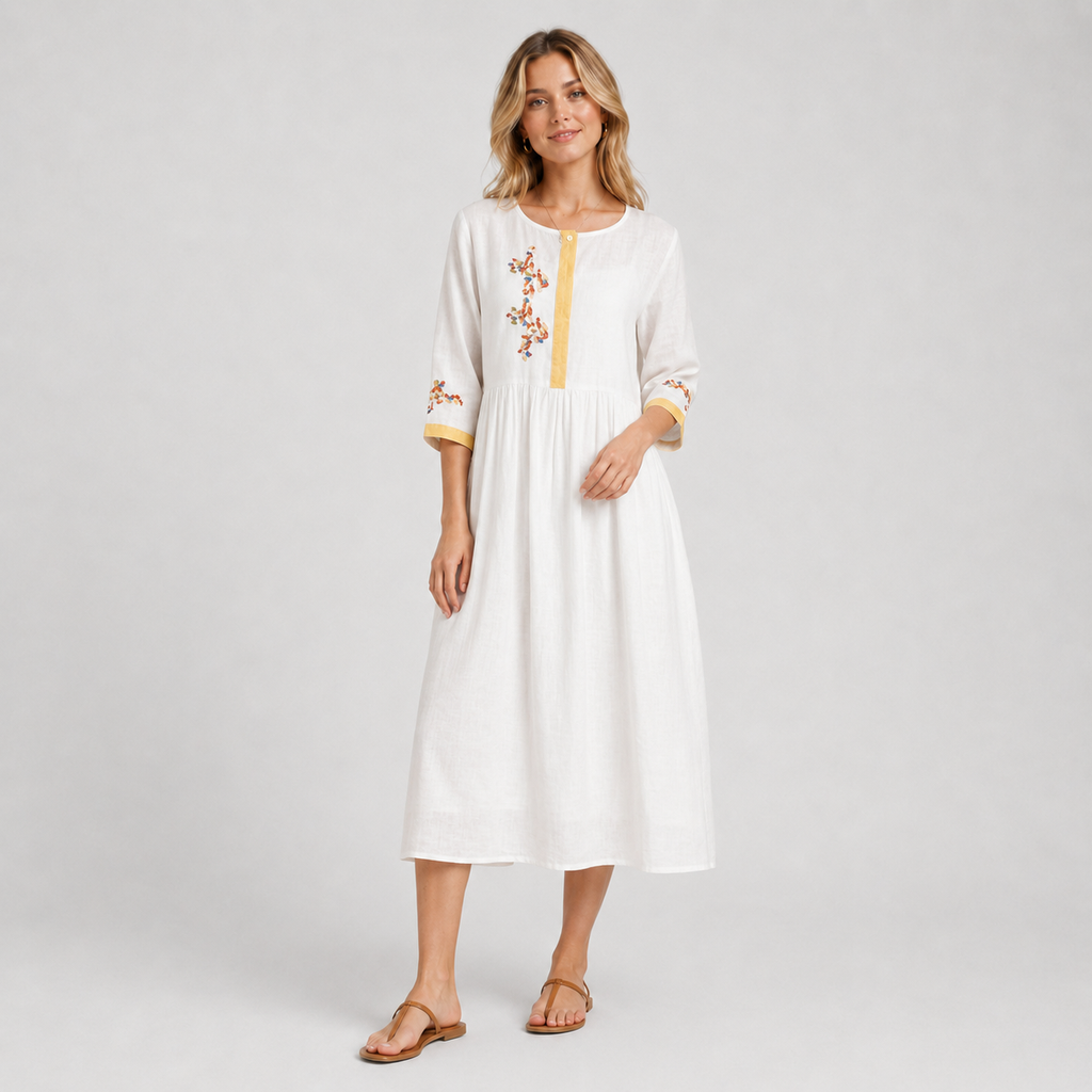 Women’s Embroidered Boho Midi Dress