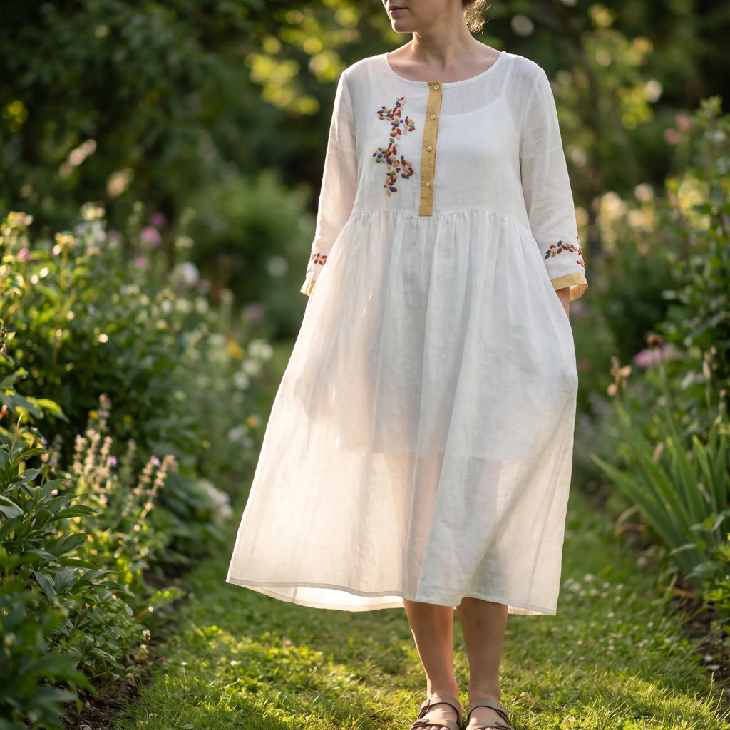 Women’s Embroidered Boho Midi Dress