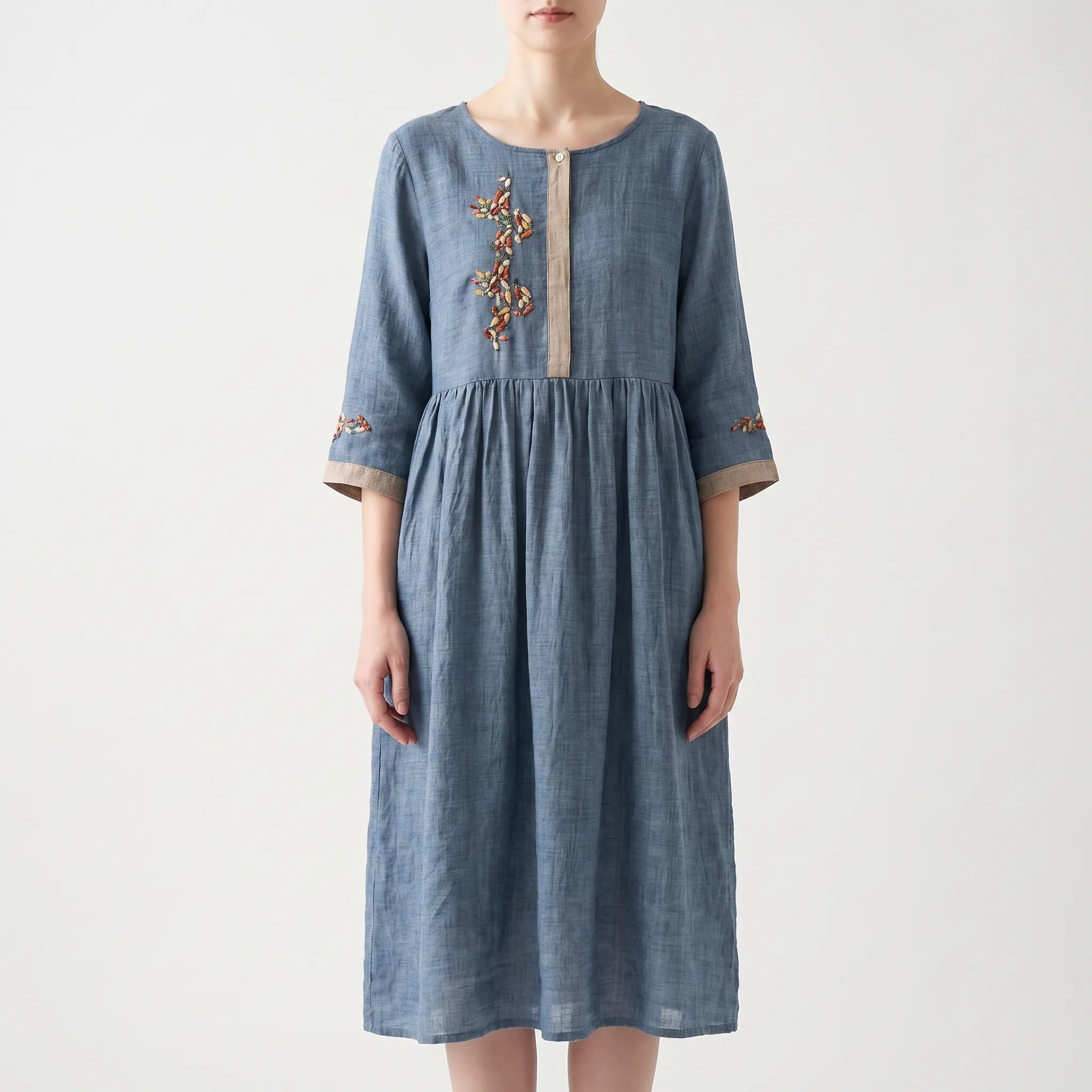 Women’s Embroidered Boho Midi Dress