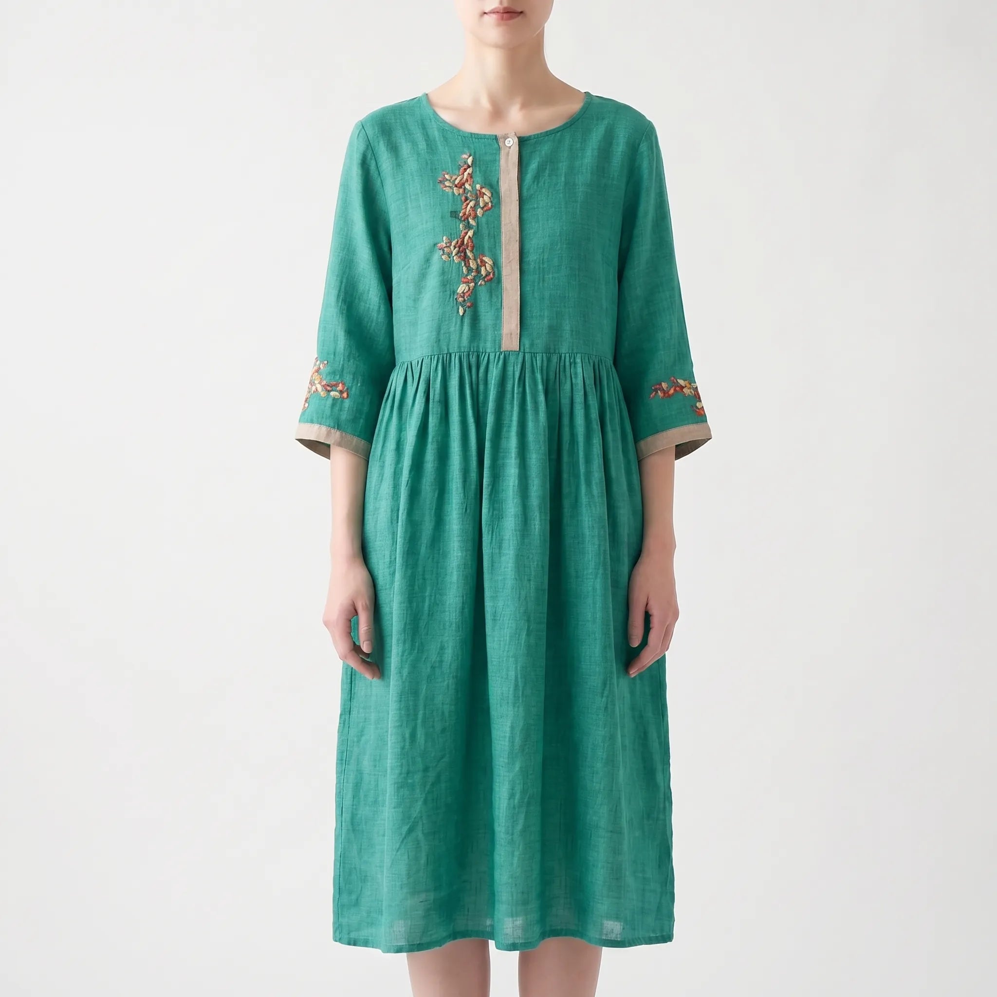 Women’s Embroidered Boho Midi Dress
