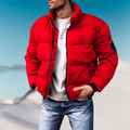 Men's Lightweight Down-Filled Stand-Collar Puffer Jacket - Red