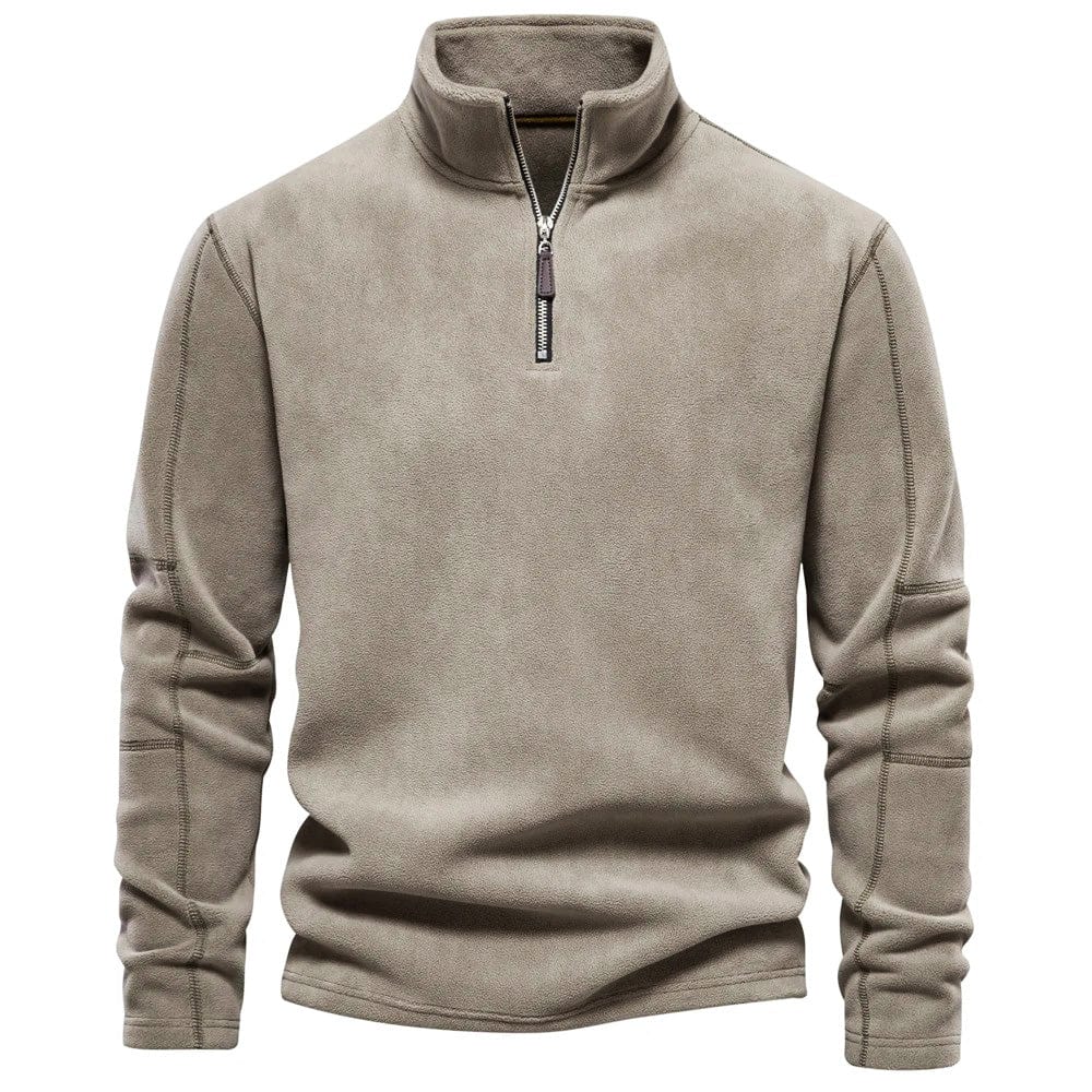 Men's Quarter-Zip Fleece Sweatshirt - Taupe
