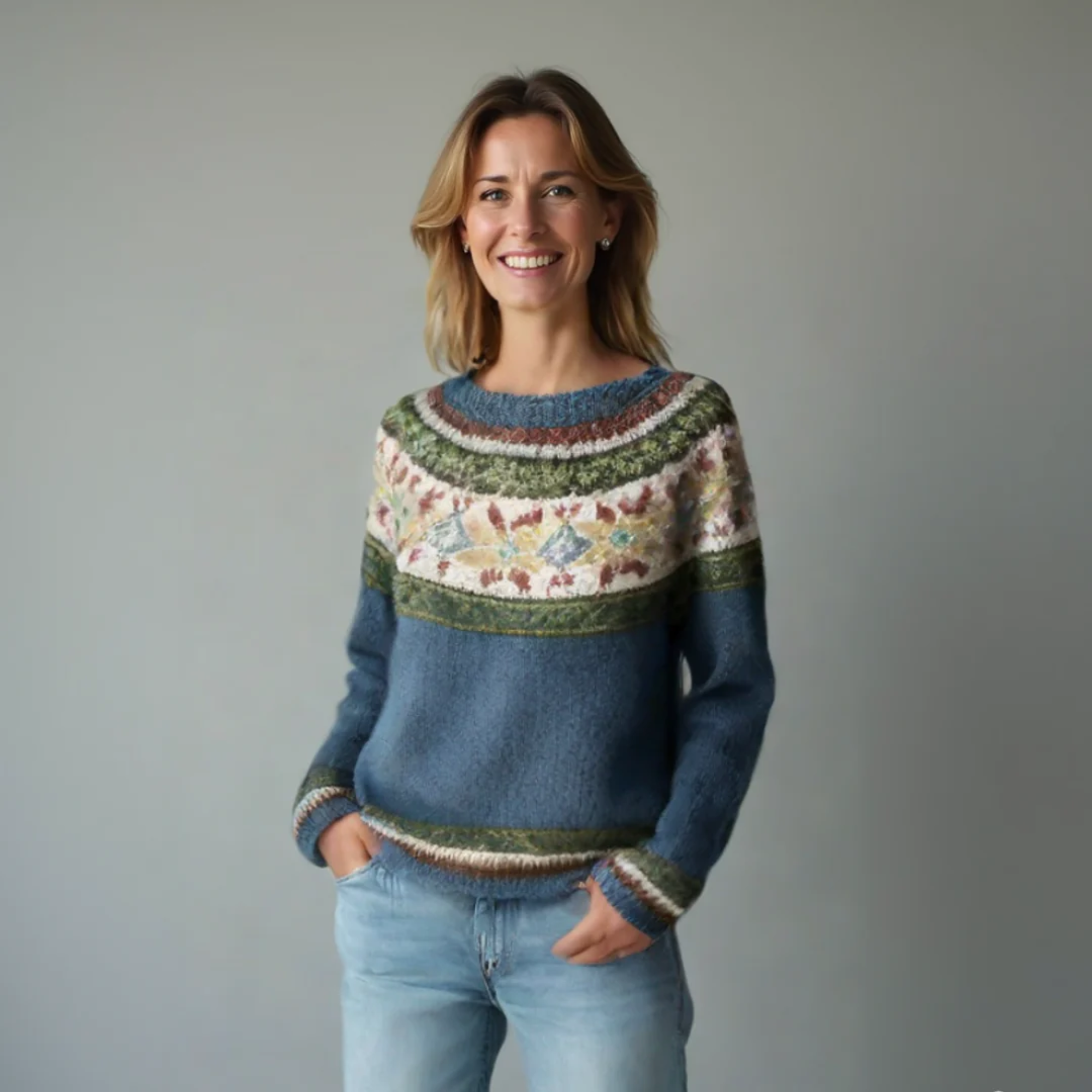 Women’s Striped Crew Neck Ribbed Sweater