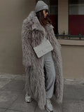 Women's Oversized Plush Coat - Gray