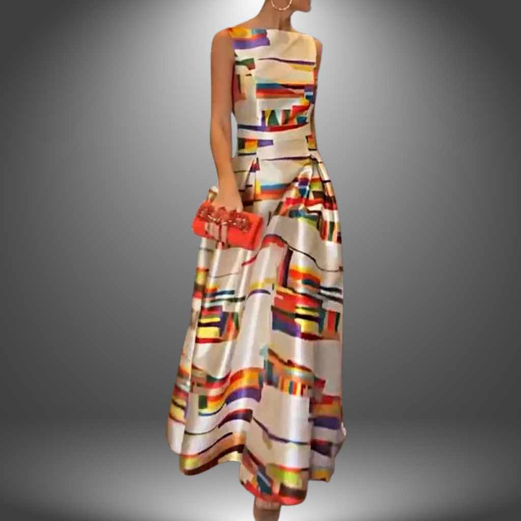 Women's Printed Sleeveless A-Line Maxi Dress