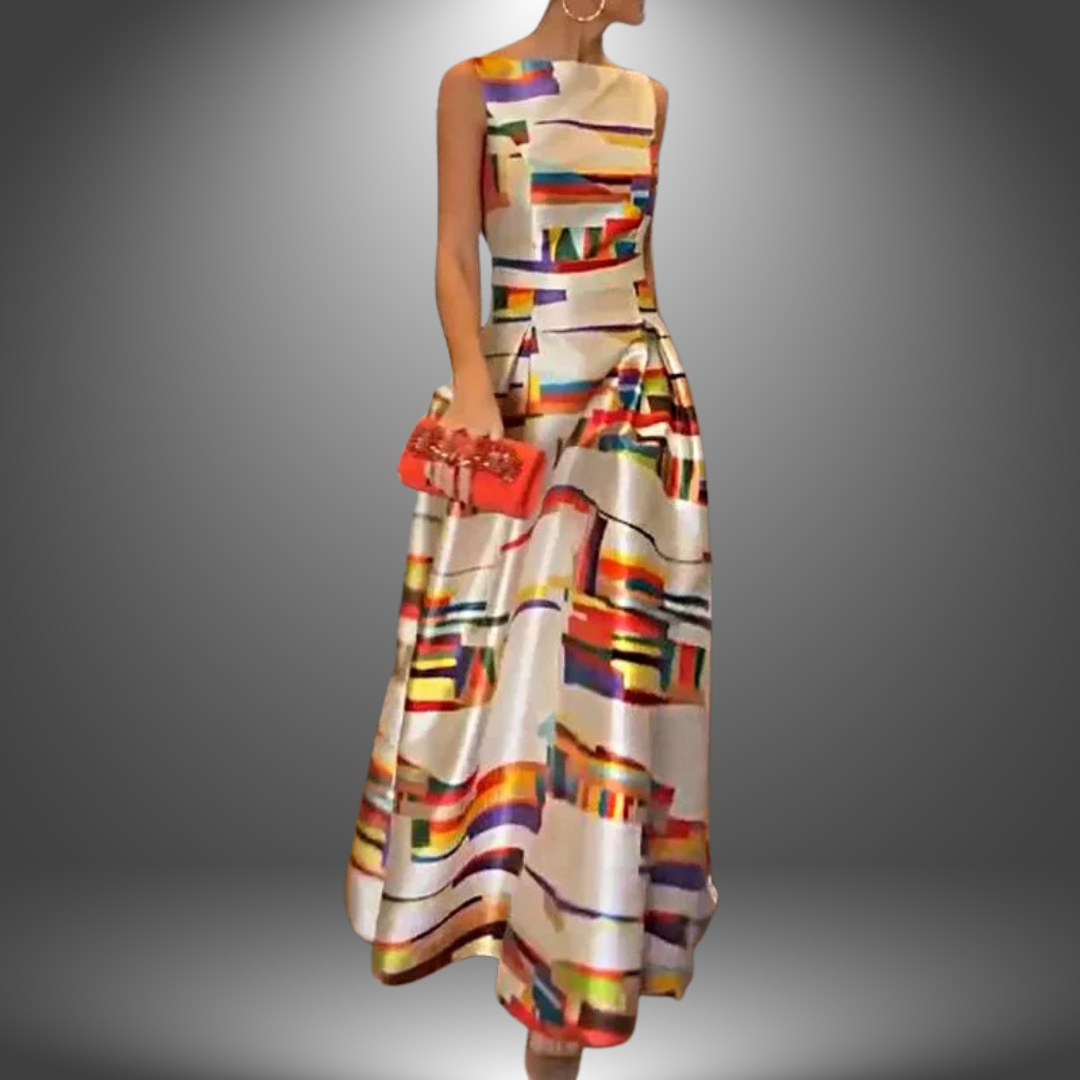 Women's Printed Sleeveless A-Line Maxi Dress