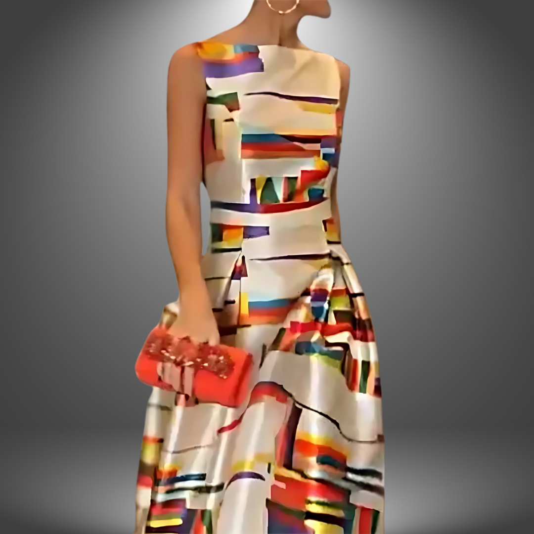 Women's Printed Sleeveless A-Line Maxi Dress