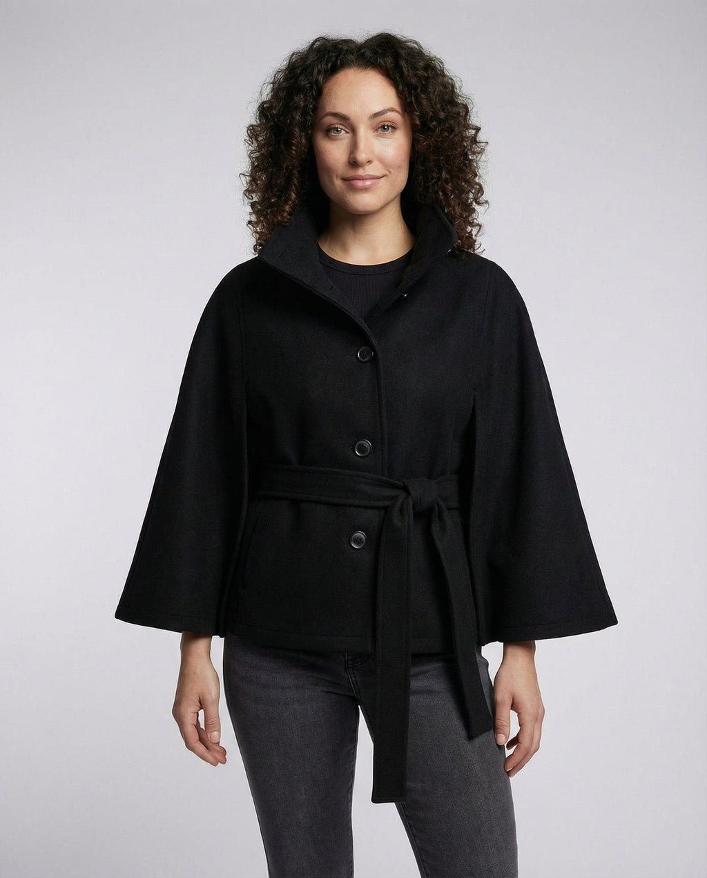 Women's Belted Wool-Blend Cape Jacket