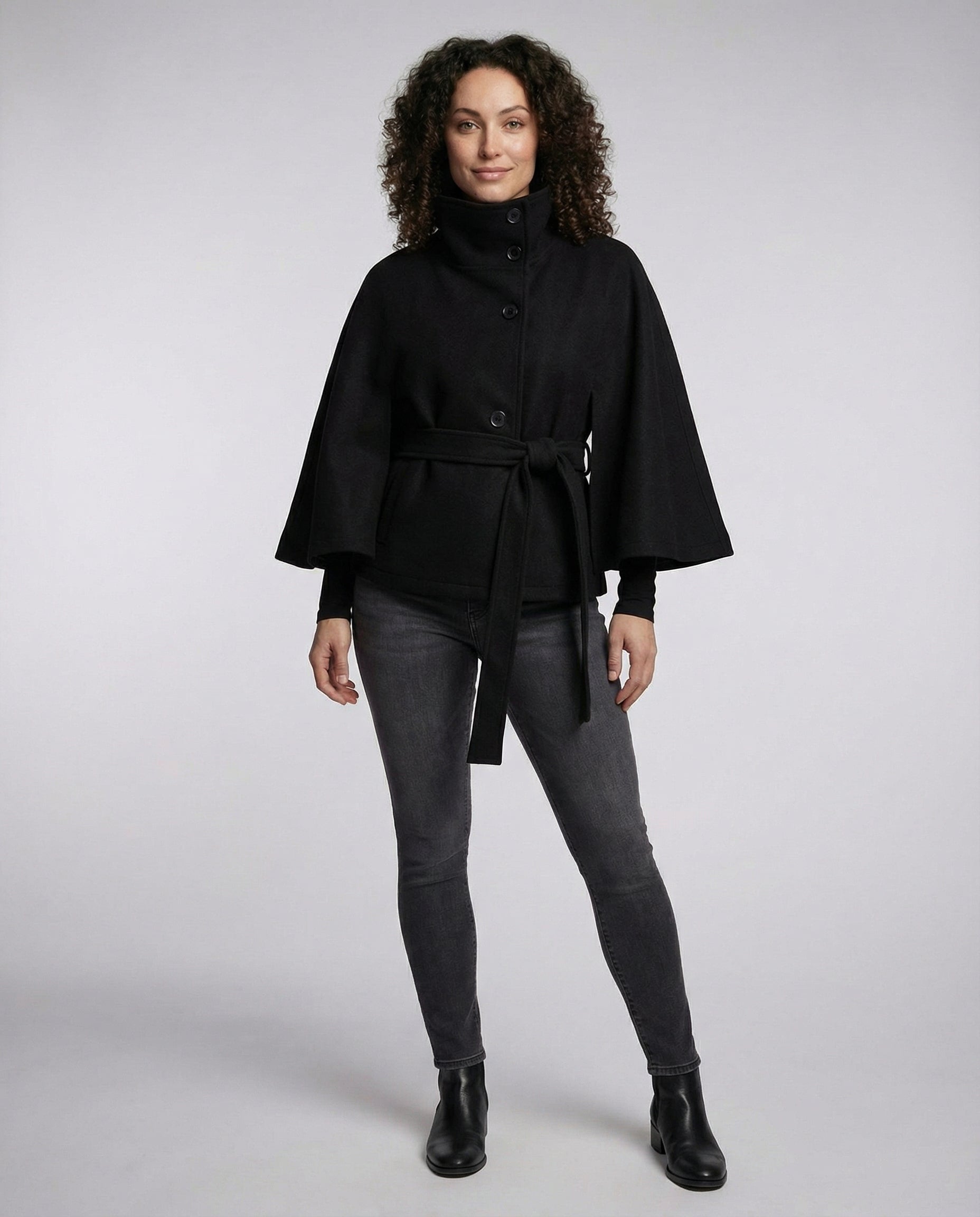 Women's Belted Wool-Blend Cape Jacket