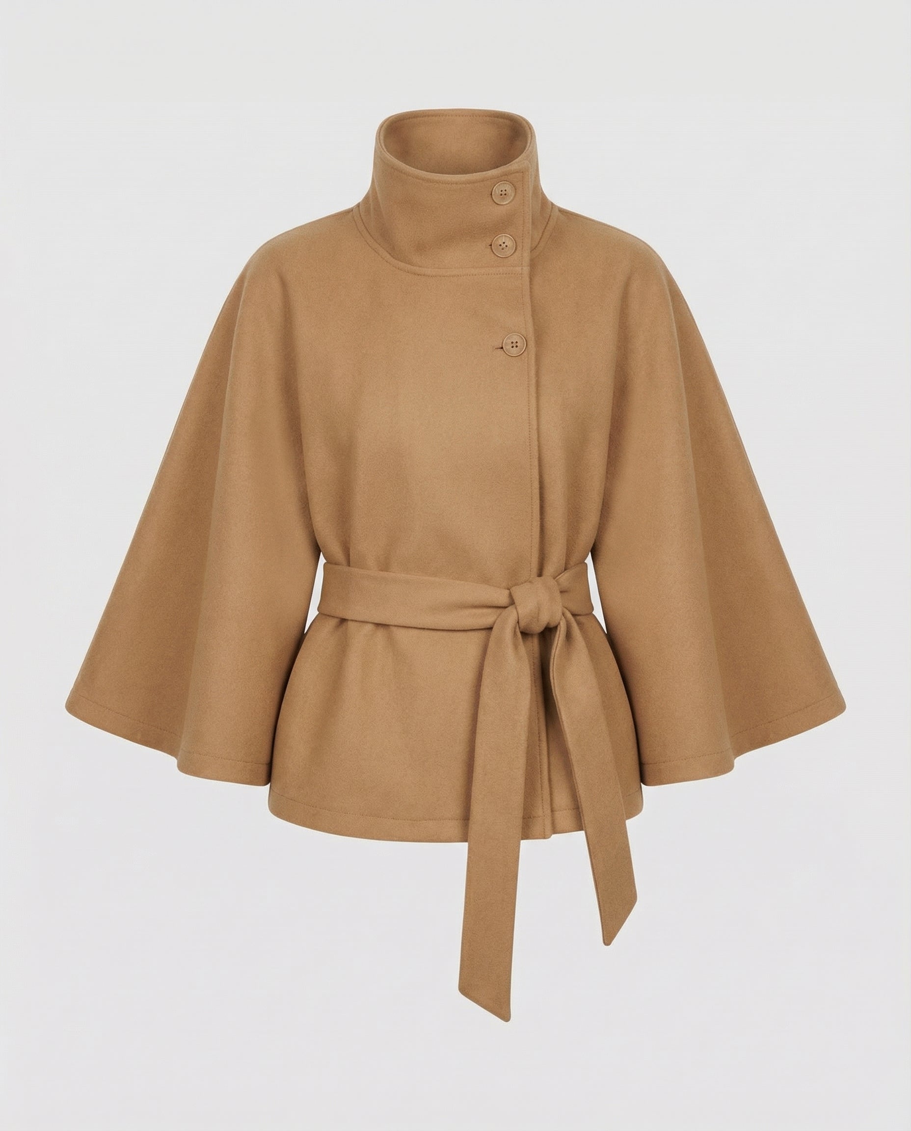 Women's Belted Wool-Blend Cape Jacket