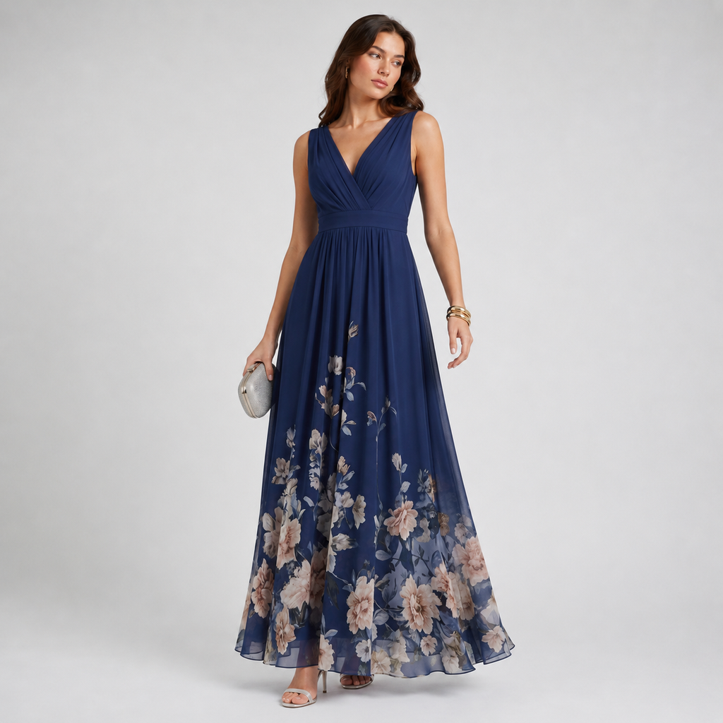 Women’s Floral V-Neck Maxi Dress