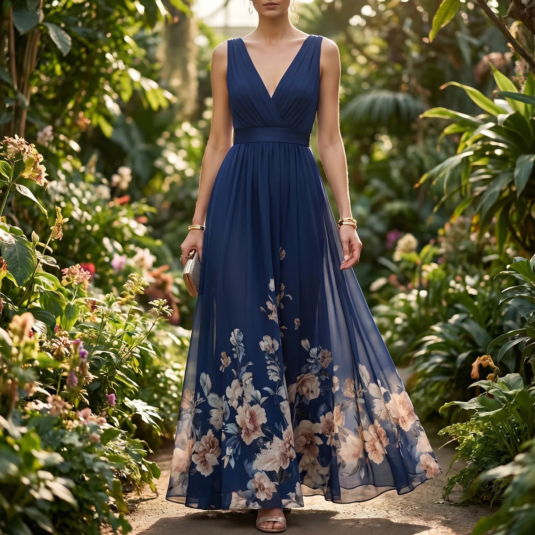 Women’s Floral V-Neck Maxi Dress