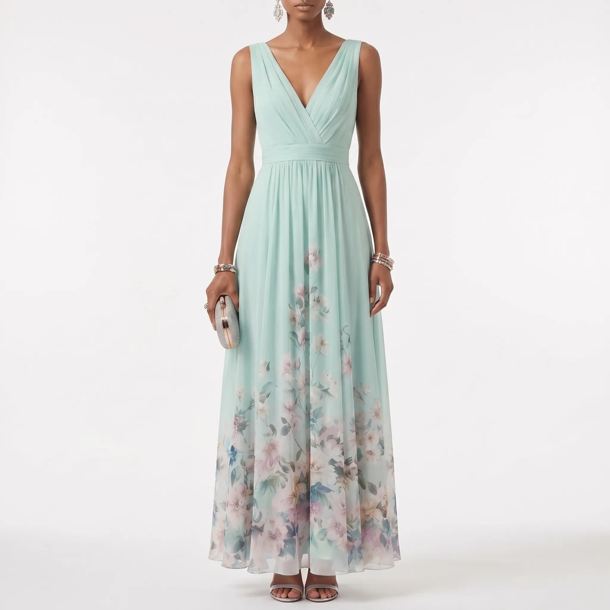 Women’s Floral V-Neck Maxi Dress